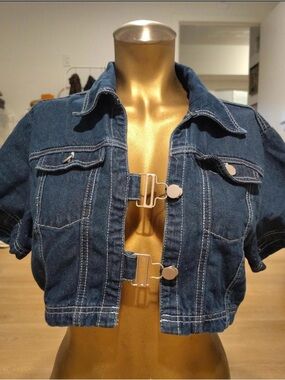 SHEIN Crop Denim Jacket - Blue